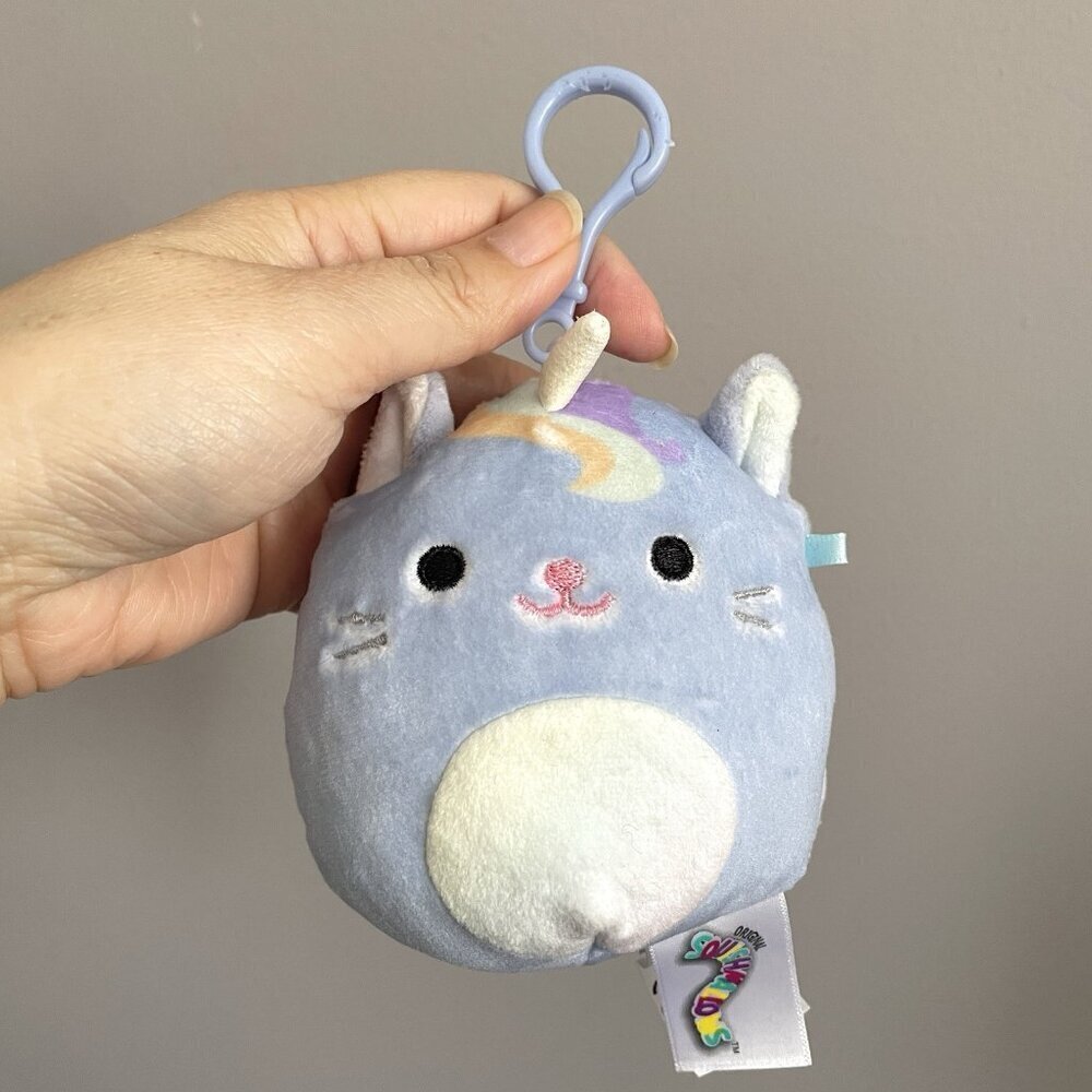 Squishmallows Kellytoy Clarice The Caticorn 3.5" Key Ring / Purse Charm / Clip